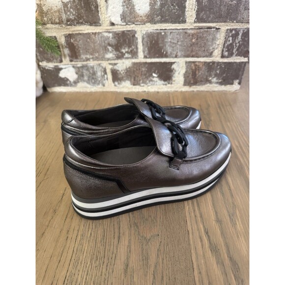 Softwaves Metallic Pewter Leather Chain Platform Loafers EU 38.5 US 7.5 M - Picture 9 of 13